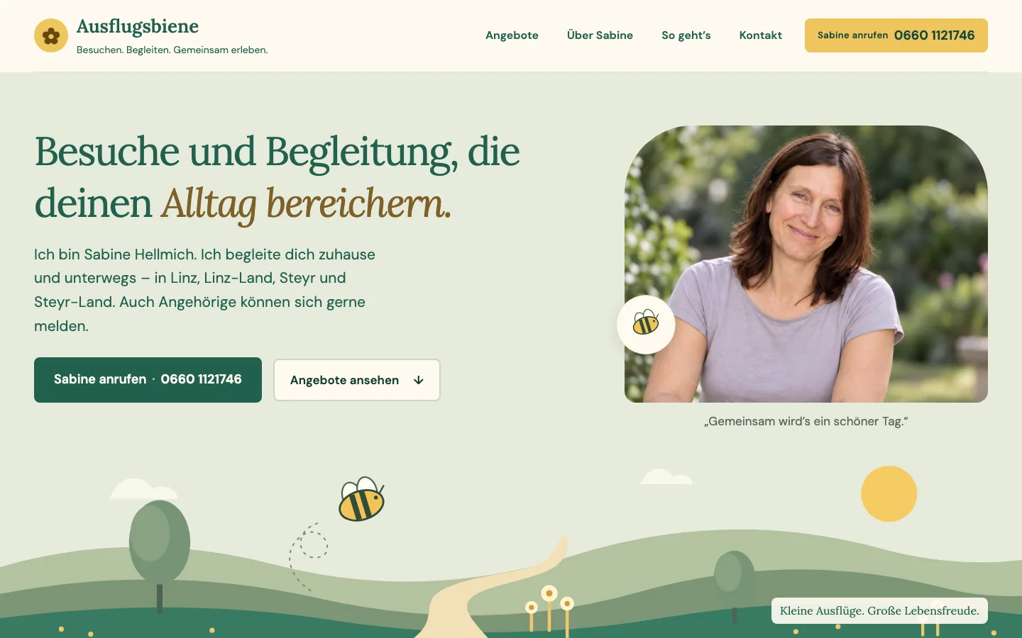 Startseite von ausflugsbiene.at am Rechner