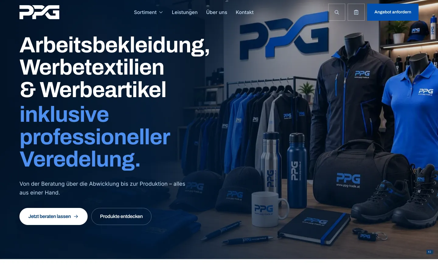 Startseite von ppg-trade.at am Rechner