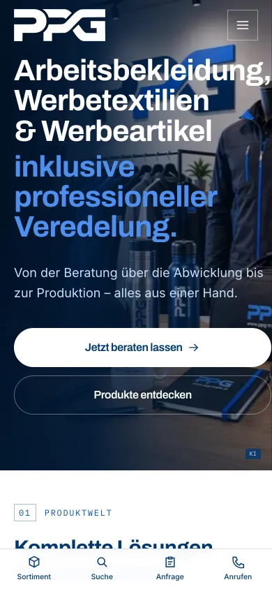 Dieselbe Startseite am Handy
